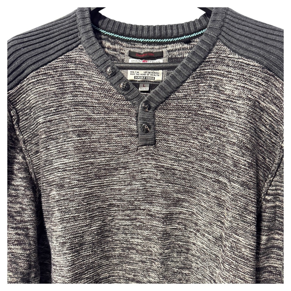 Spirit o Fresco ProJek Men's Henley Sweater Size L Marled Gray Long Sleeve - Picture 3 of 3
